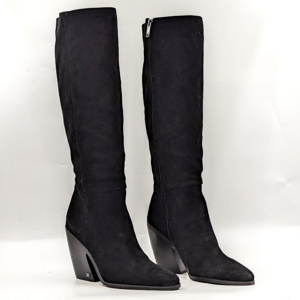 NEW Sam Edelman Women Annabel Black Suede Western Cowboy Tall Boots size 8.5